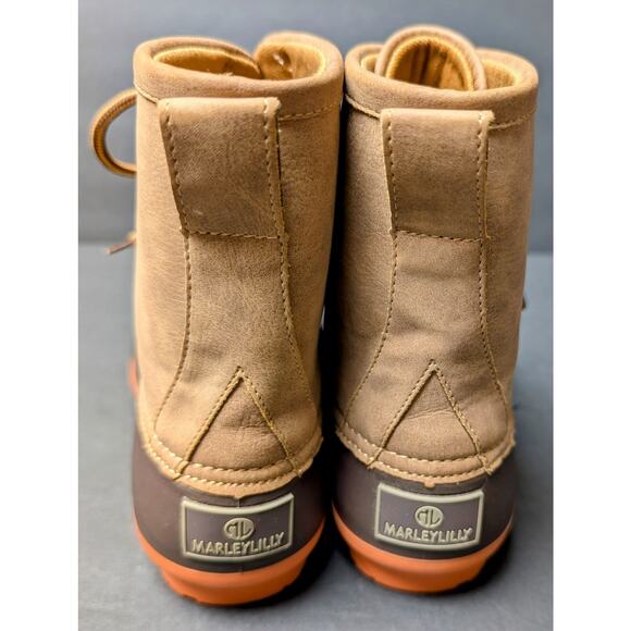 Marley Lilly Waterproof Duck Boots WOMENS SIZE 6 All Weather Brown Tan Lace Up - Picture 5 of 8